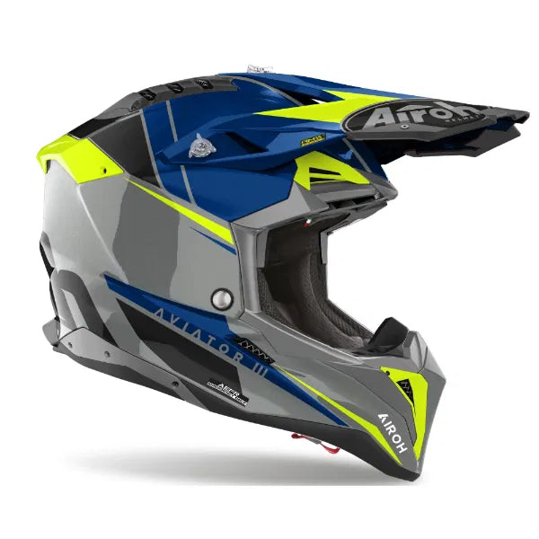 Aviator 3 Push Blue Gloss MX Helmet 22:06