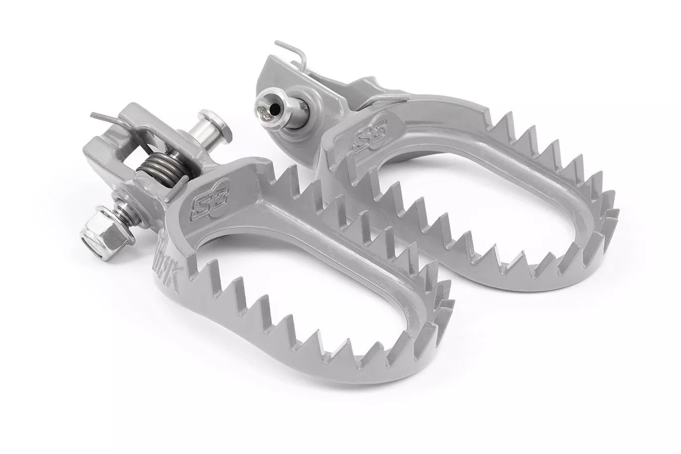 S3 ‘PUNK’ Enduro Footrests – KTM/HUS/GAS– ‘BACK and LOW’ – NEW 2024 TBI Fitment (SILVER)