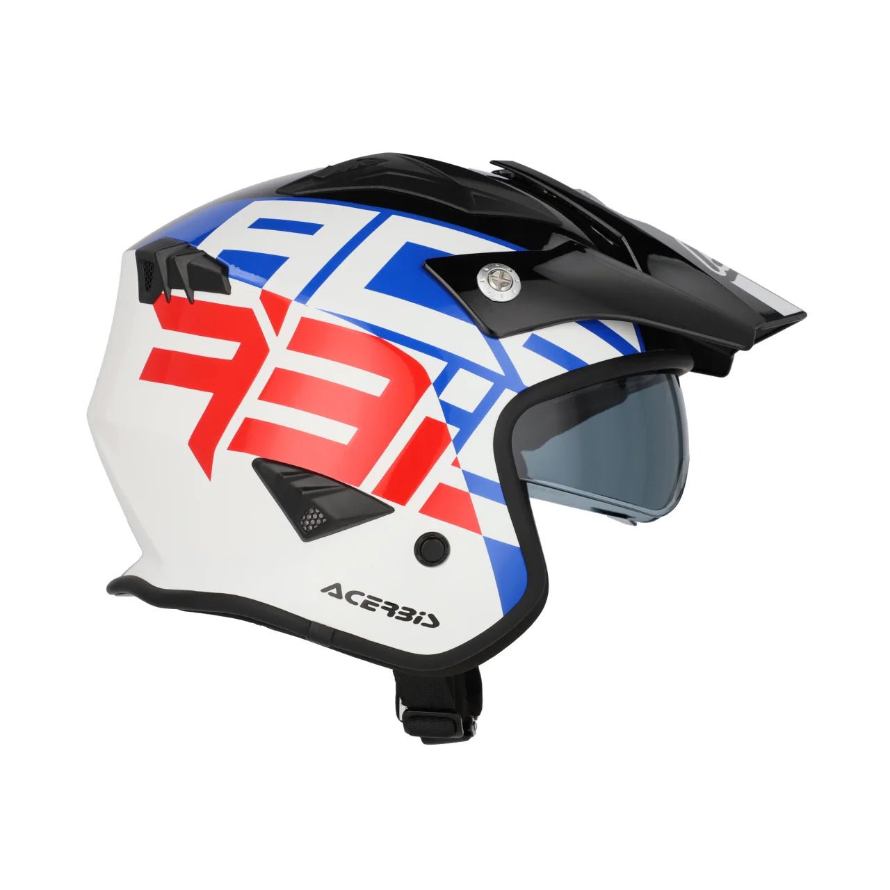 ACERBIS - JET ARIA TRIALS GRAPHIC HELMET WHITE/BLUE/RED - ACE Race Shop
