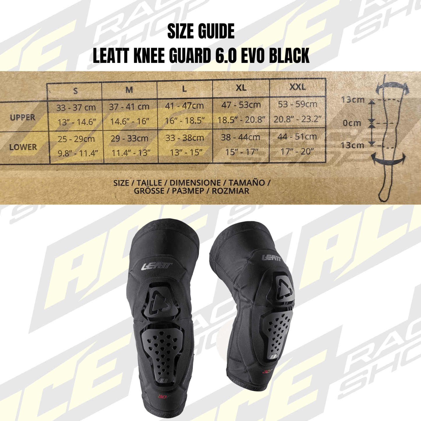 ADULT LEATT MX KNEE GUARD 6.0 EVO BLACK MOTOCROSS & ENDURO - ACE Race Shop