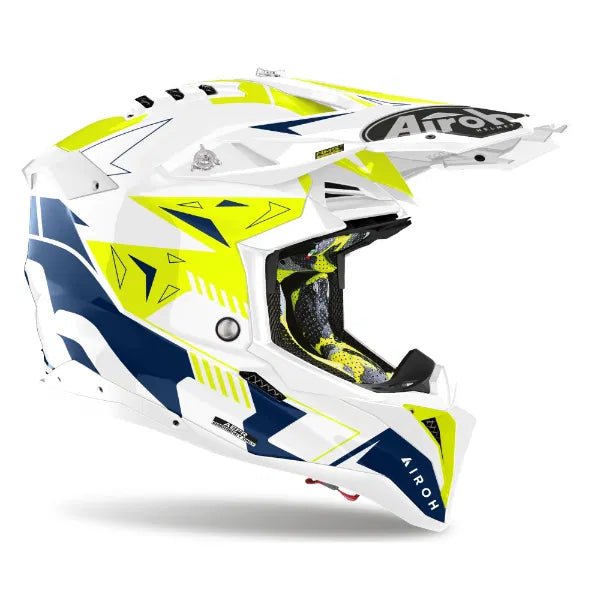 Airoh Aviator 3 Spin Yellow/Blue Gloss MX Helmet 22:06 - ACE Race Shop