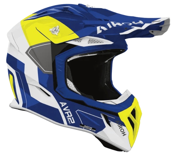 Airoh Aviator Ace 2 Shield Blue/Yellow Gloss MX Motocross/Enduro Helmet - ACE Race Shop