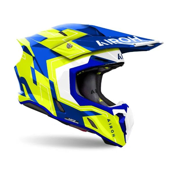 Airoh Twist 3 Dizzy Blue/Yellow Gloss MX Helmet - ACE Race Shop