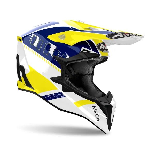 Airoh Wraaap Feel Yellow/Blue Gloss MX Helmet - ACE Race Shop