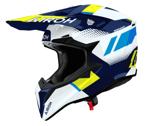 Airoh Wraaap Vision Yellow/Blue Gloss MX Motocross/Enduro Helmet - ACE Race Shop