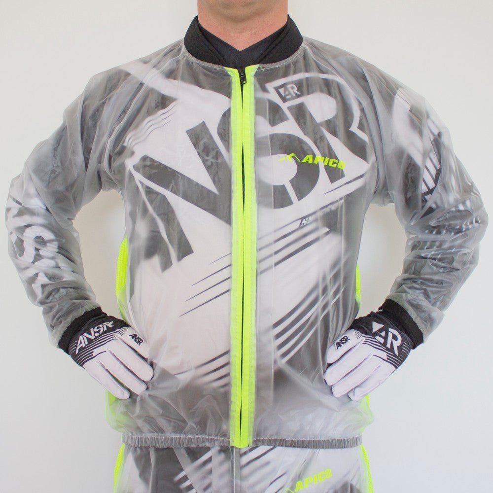APICO CLEAR MX MOTOCROSS & ENDURO RAIN JACKET CLEAR/FLUORESCENT YELLOW - ACE Race Shop