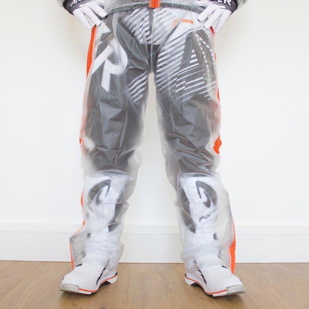 APICO CLEAR RAIN PANT CLEAR/FLUORESCENT ORANGE 28/30 - ACE Race Shop