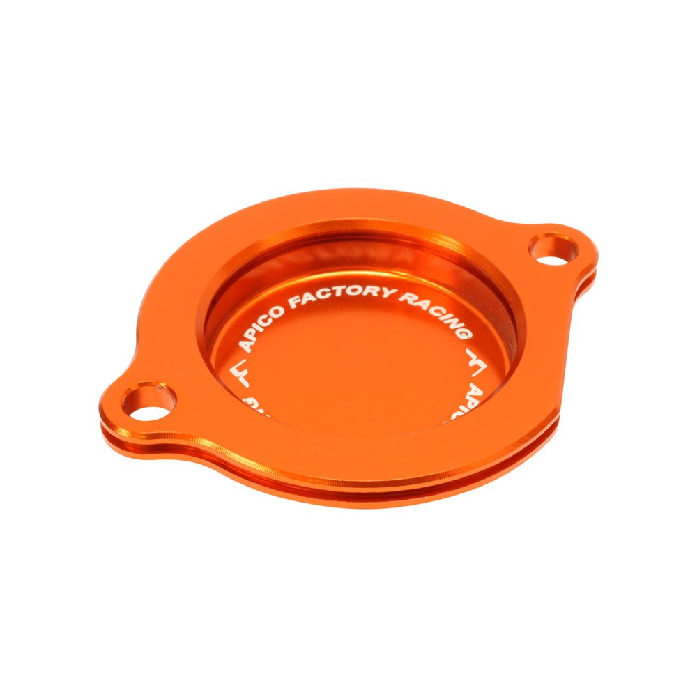 APICO OIL FILTER COVER KTM SX - F250 06 - 12, EXC250/400/450/525 00 - 07,EXC - F250 07 - 13 ORANGE (R) - ACE Race Shop