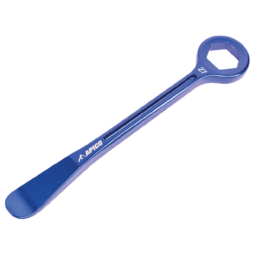 APICO TYRE LEVER & AXLE WRENCH COMBINATION TOOL CNC ALUMINIUM 27MM BLUE - ACE Race Shop