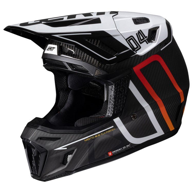 LEATT 2025 HELMET MOTO 9.5 V25 CARBON/WHITE + FREE GOGGLES - ACE Race Shop