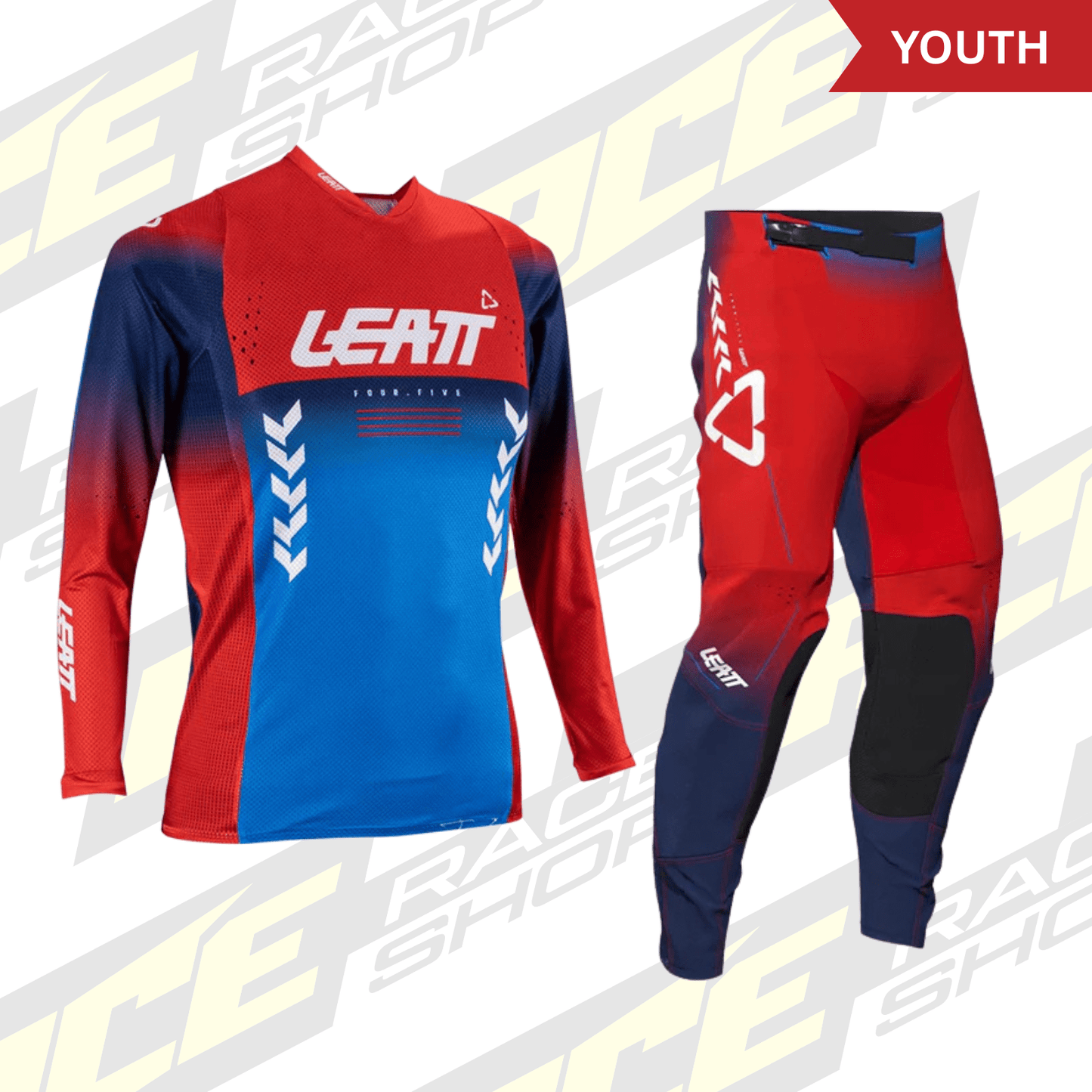 LEATT 2026 4.5 YOUTH / KIDS MX MOTOCROSS KIT COMBO - ROYAL BLUE/RED - ACE Race Shop