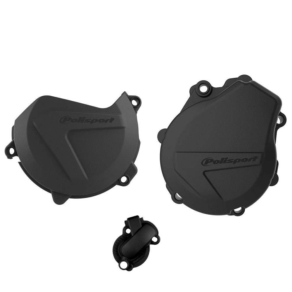 POLISPORT CLUTCH & IGNITION COVER PROTECTOR KTM EXCF450/500 17 - 23, FE450/501 17 - 23 BLACK - ACE Race Shop