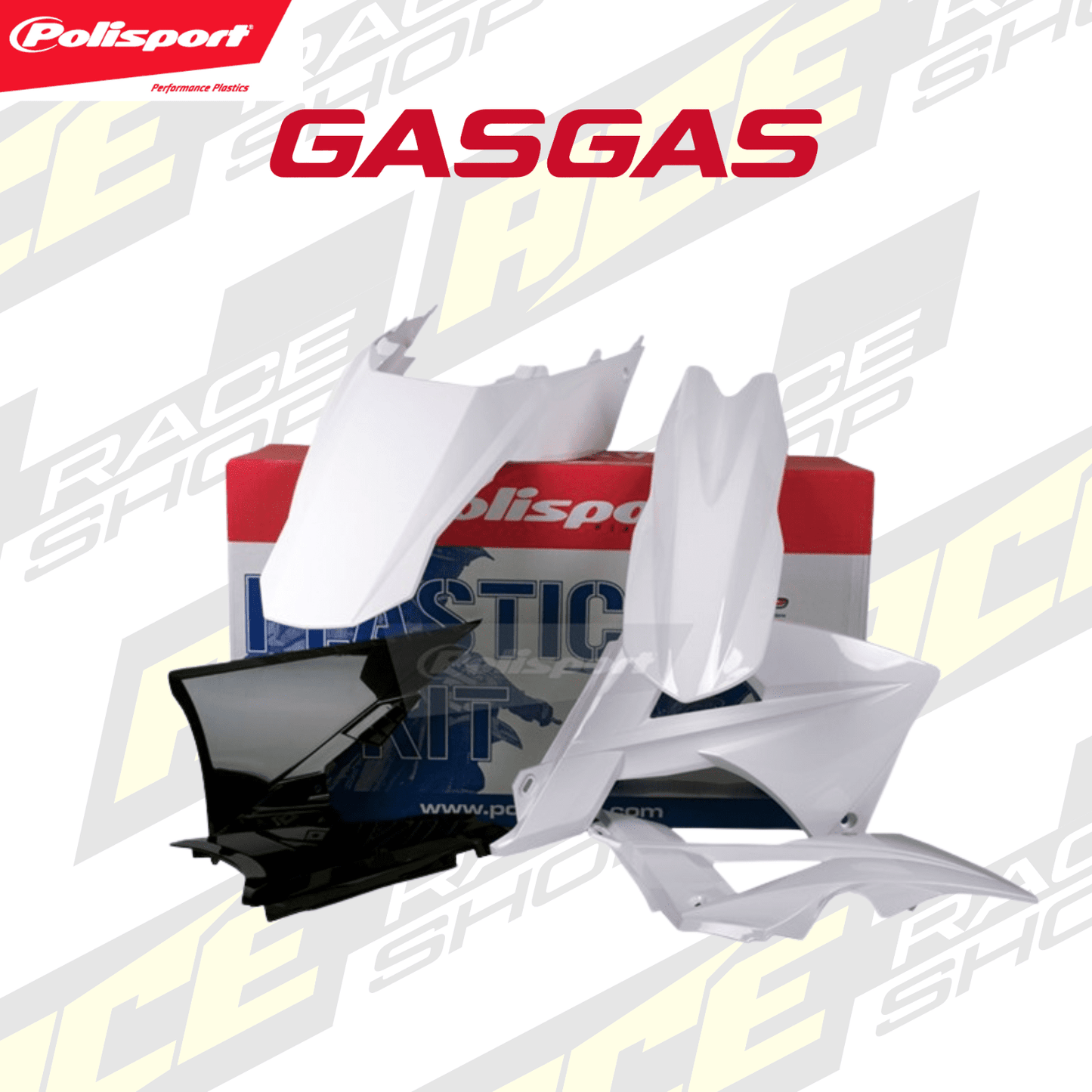 POLISPORT PLASTIC BOX KIT GAS GAS EC/ECE/ECF 2011 WHITE - ACE Race Shop