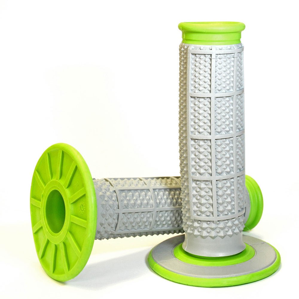 RENTHAL HANDLEBAR GRIP MX DUAL COMPOUND TAPERED 1/2 WAFFLE GREY/GREEN - ACE Race Shop