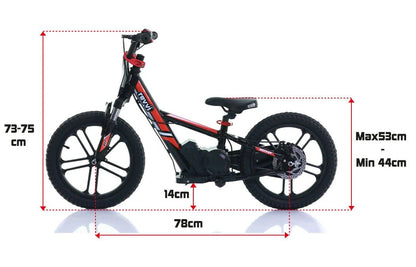16"+ PLUS REVVI ELECTRIC KIDS BALANCE BIKE - RED/ORANGE/BLUE/GREEN/BLACK/PINK - ACE Race Shop