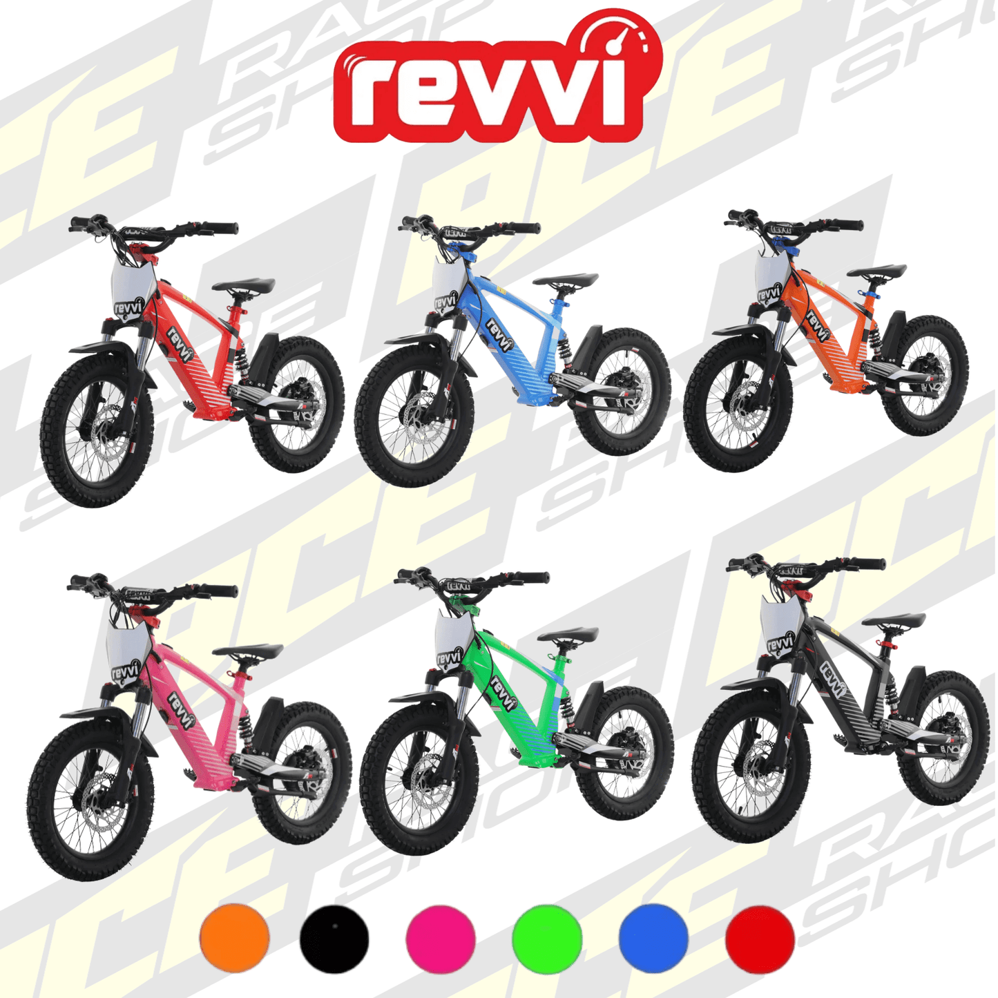 16" XL REVVI ELECTRIC KIDS BALANCE BIKE - RED/ORANGE/BLUE/GREEN/BLACK/PINK - ACE Race Shop