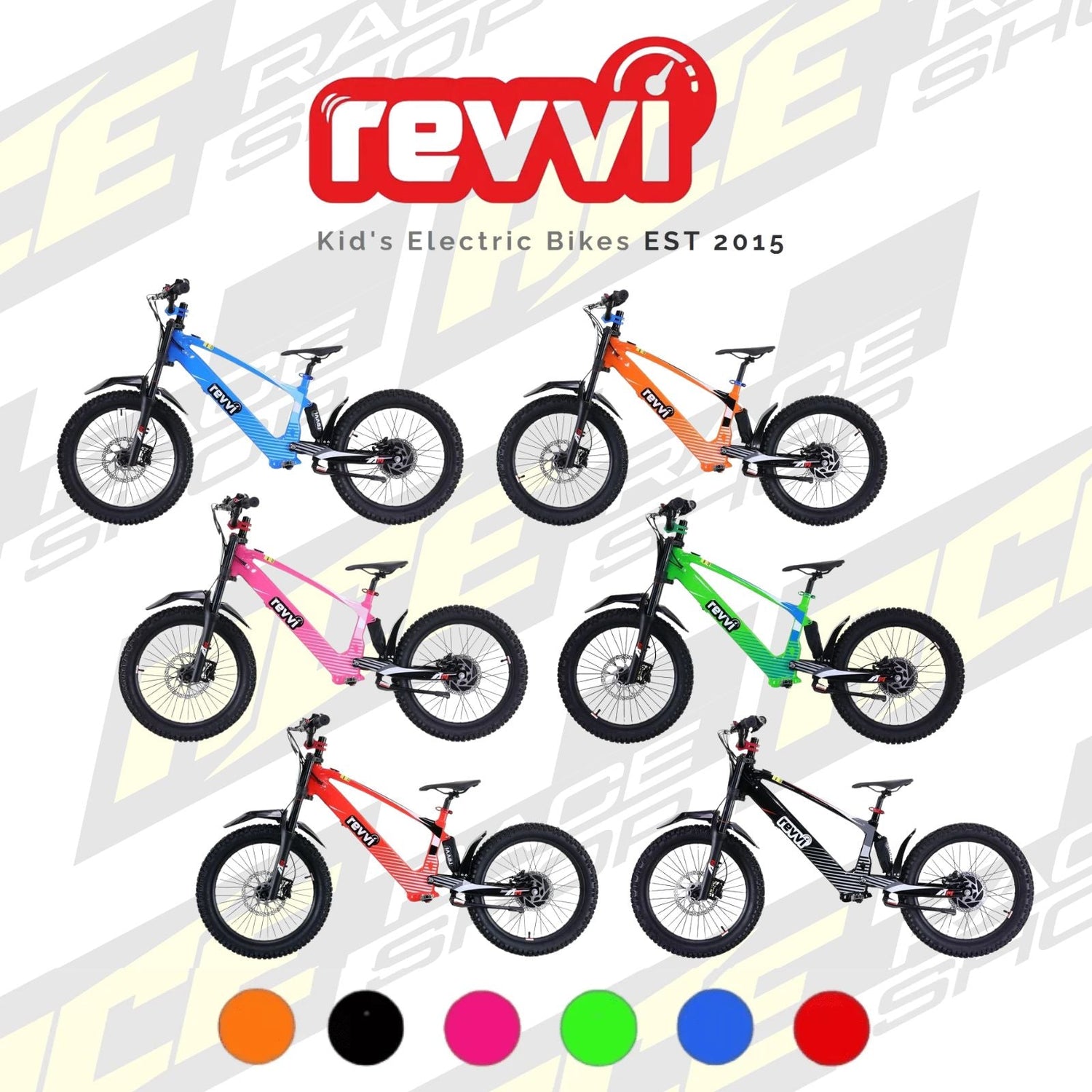 20" REVVI ELECTRIC KIDS BALANCE BIKE - RED/ORANGE/BLUE/GREEN/BLACK/PINK - ACE Race Shop