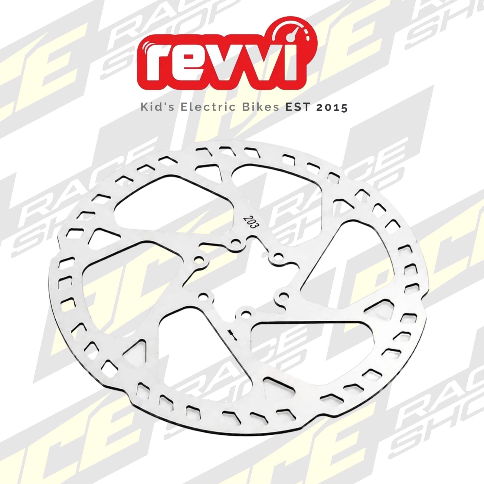 203mm Front brake disc - To fit Revvi 24″ inch electric bikes - ACE Race Shop