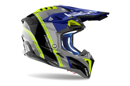 Airoh Aviator 3 Hima Blue Gloss MX Helmet