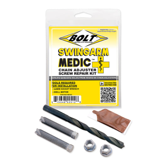 BOLT SWING ARM ADJUSTER NUT/BOLT M8 REPAIR KIT ( INCLUDES DRILL BIT, THREAD CHASERS, NUTS, COPPER GREASE)