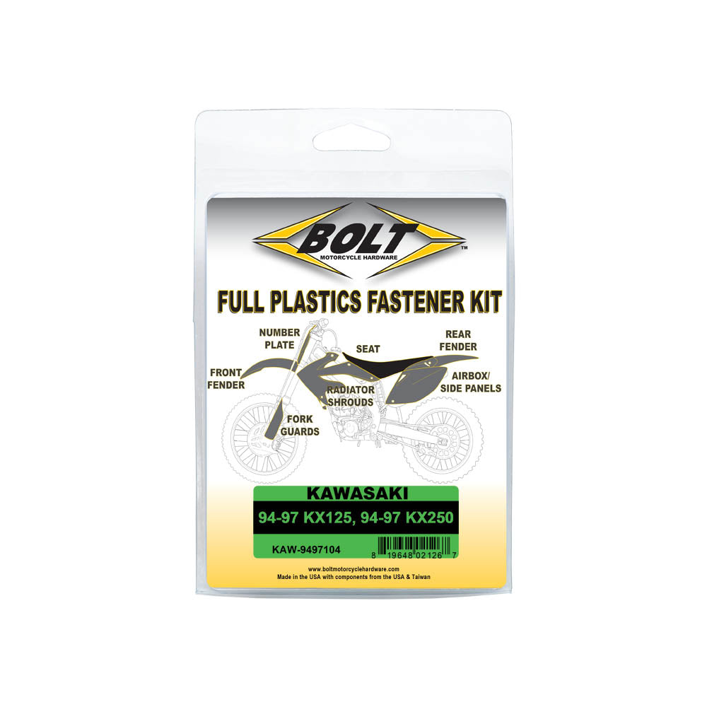 BOLT PLASTIC FASTENER KIT KAWASAKI KX125-250 94-97