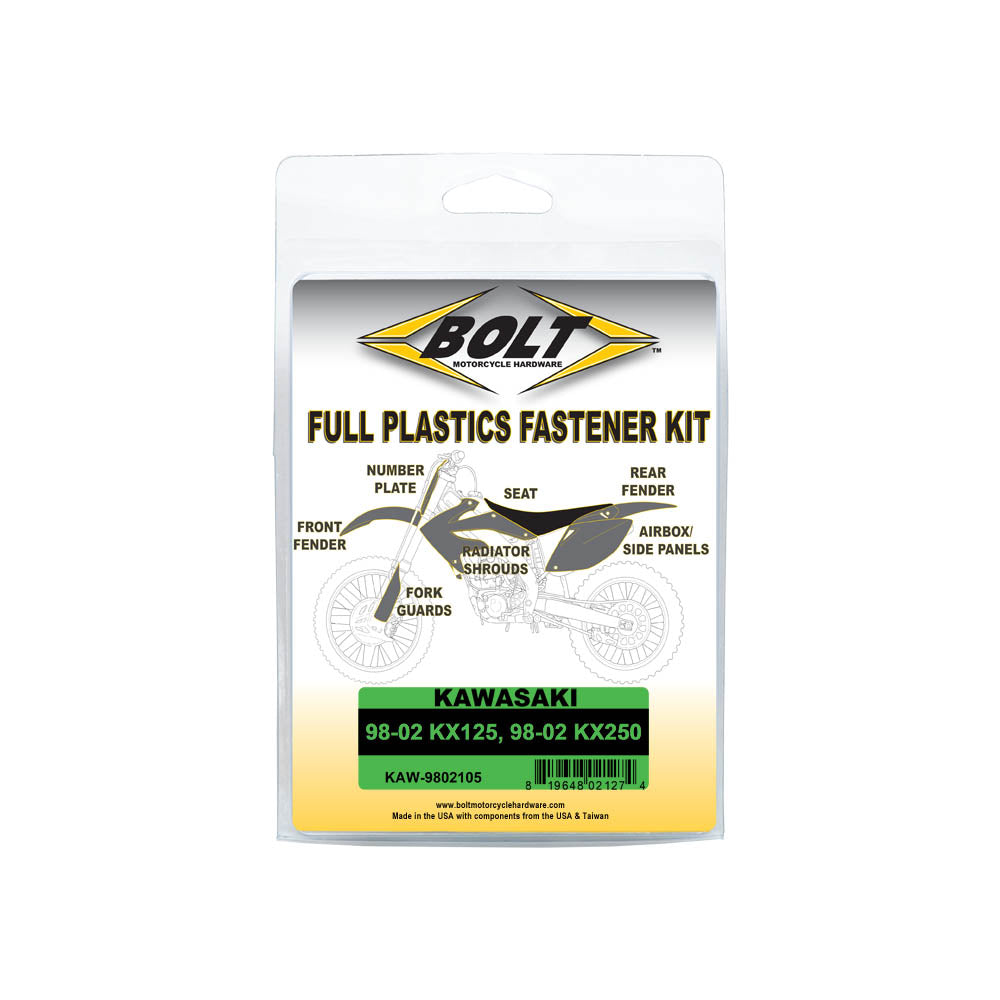 BOLT PLASTIC FASTENER KIT KAWASAKI KX125-250 98-02