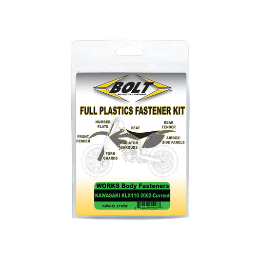 BOLT PLASTIC FASTENER KIT KAWASAKI KLX110 02-23