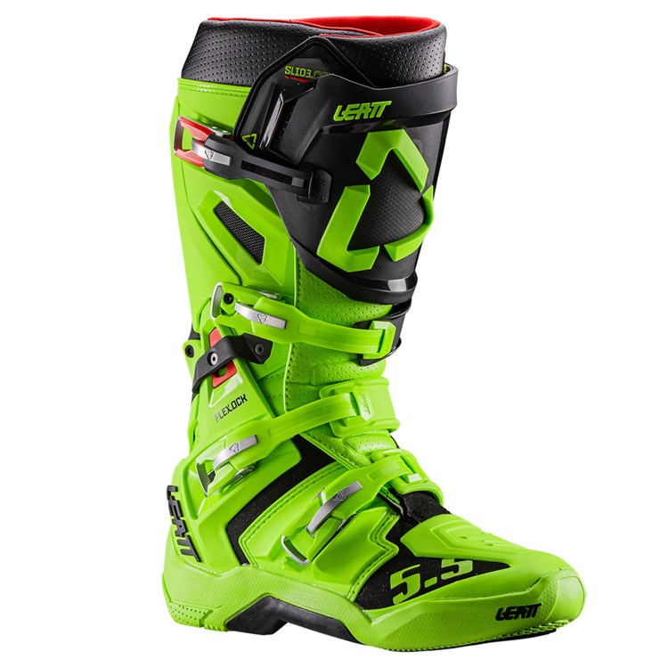 LEATT BOOT 5.5 FLEXLOCK LIME GREEN