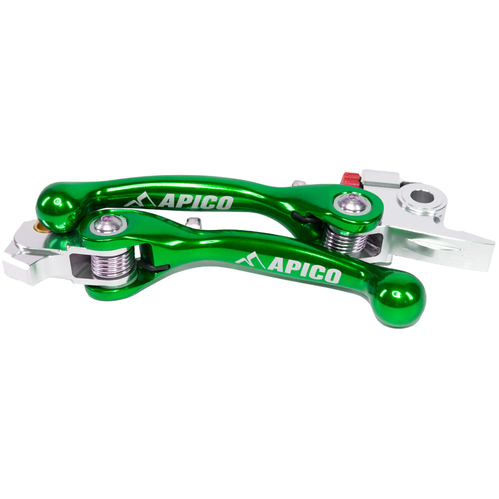 APICO FLEXI LEVER (PAIR) KAWASAKI KX450F 2024,  KX450XC 2024 GREEN (R)