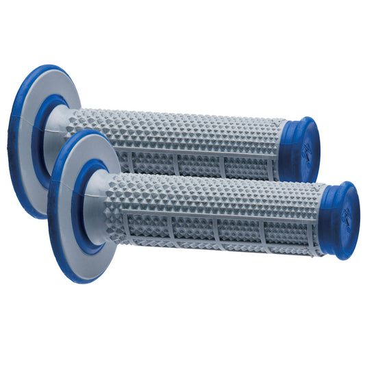 RENTHAL HANDLEBAR GRIP MX DUAL COMPOUND TAPERED 1/2 WAFFLE GREY/BLUE