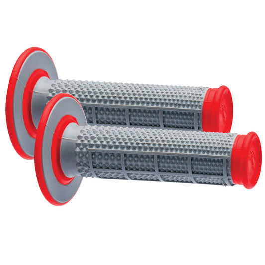 RENTHAL HANDLEBAR GRIP MX DUAL COMPOUND TAPERED 1/2 WAFFLE GREY/RED