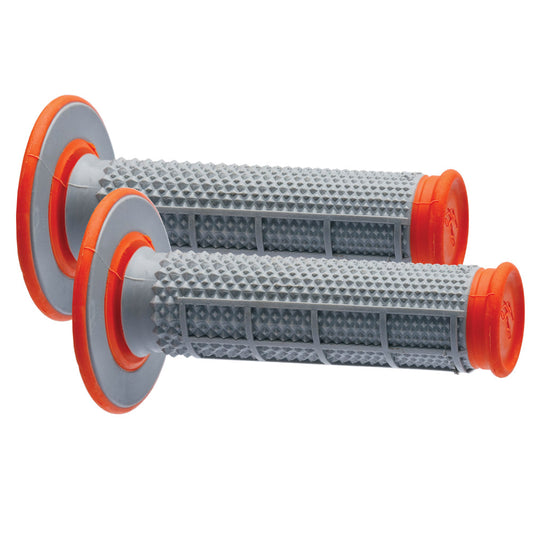 RENTHAL HANDLEBAR GRIP MX DUAL COMPOUND TAPERED 1/2 WAFFLE GREY/ORANGE
