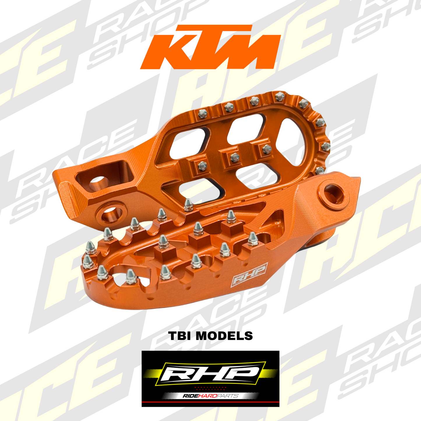 RHP WIDE FOOTPEGS FOOTREST KTM 125- 500 EXC TBI EXCF SX SXF 2023 - 2026 ORANGE BLACK (Copy)