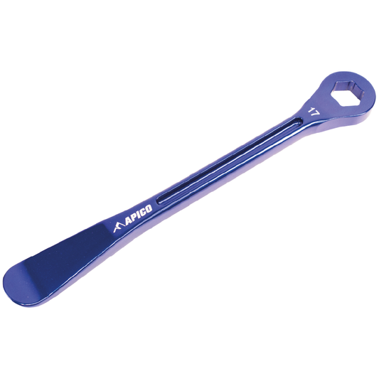 APICO TYRE LEVER & AXLE WRENCH COMBINATION TOOL CNC ALUMINIUM 17MM BLUE