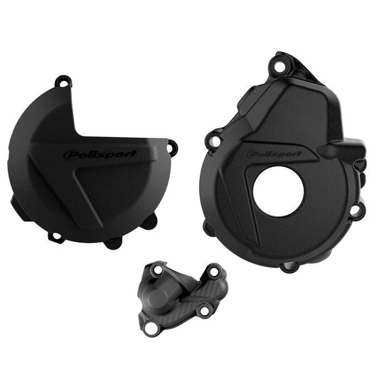 POLISPORT CLUTCH & IGNITION COVER PROTECTOR KTM/HUSKY EXC-F250-350 17-23, FE250-350 19-23 BLACK