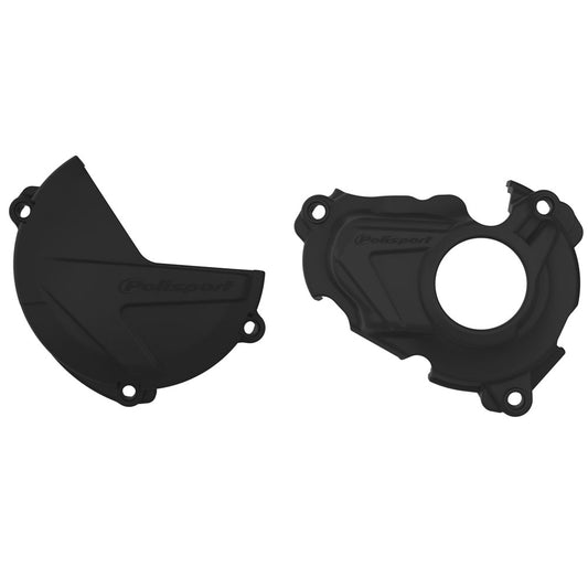 POLISPORT CLUTCH & IGNITION COVER PROTECTOR YAMAHA YZ250F 19-23, WR250F 20-23 BLACK