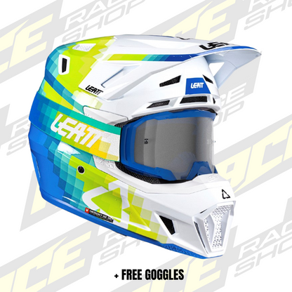 LEATT 2026 HELMET MOTO 7.5 V26 PIXEL BLUE + FREE GOGGLES