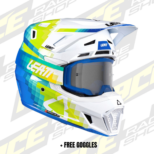 LEATT 2026 HELMET MOTO 7.5 V26 PIXEL BLUE + FREE GOGGLES