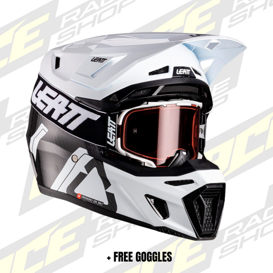 LEATT 2026 HELMET MOTO 9.5 V26 CARBON/WHITE + FREE GOGGLES