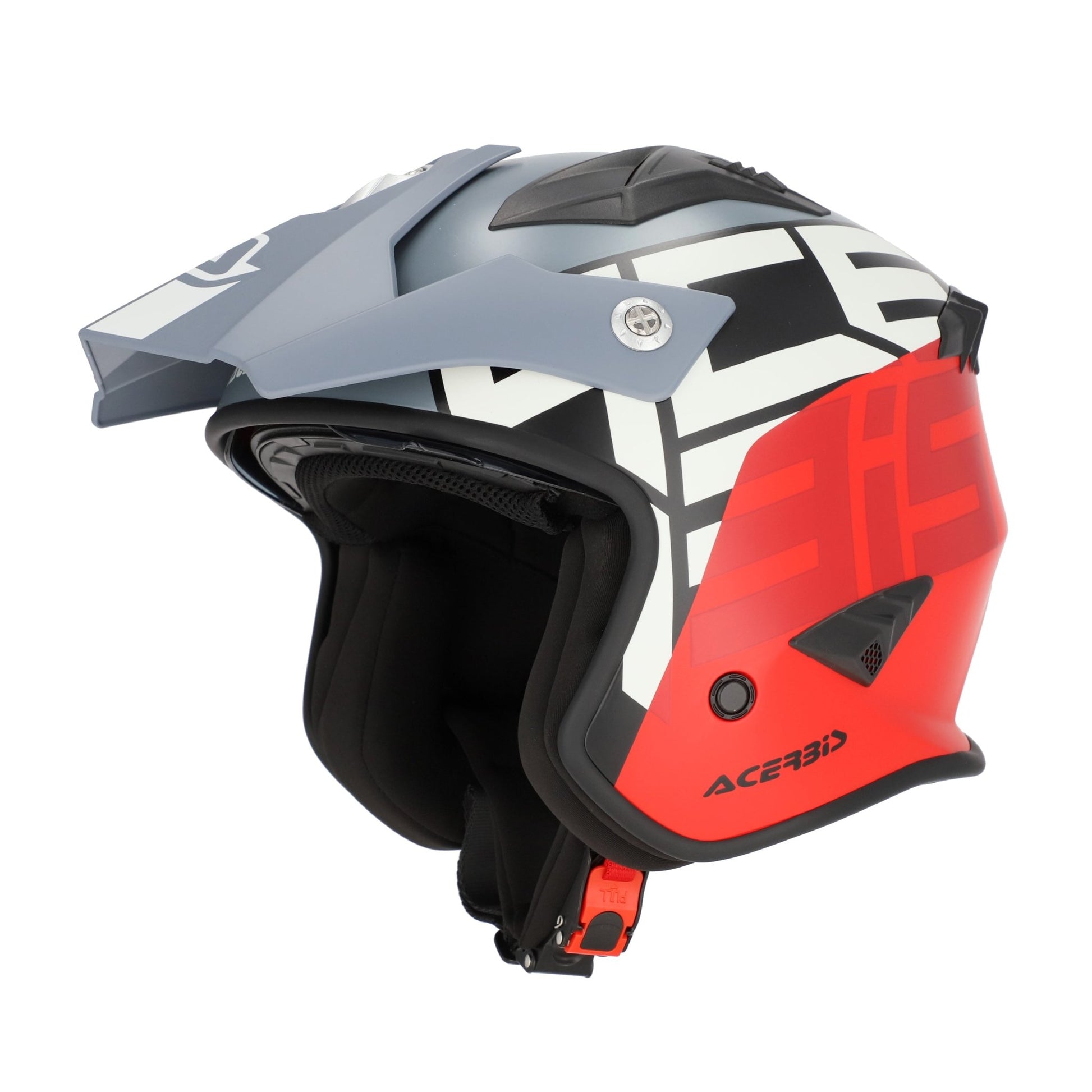 ACERBIS - JET ARIA TRIALS GRAPHIC HELMET (GREY/RED) - ACE Race Shop