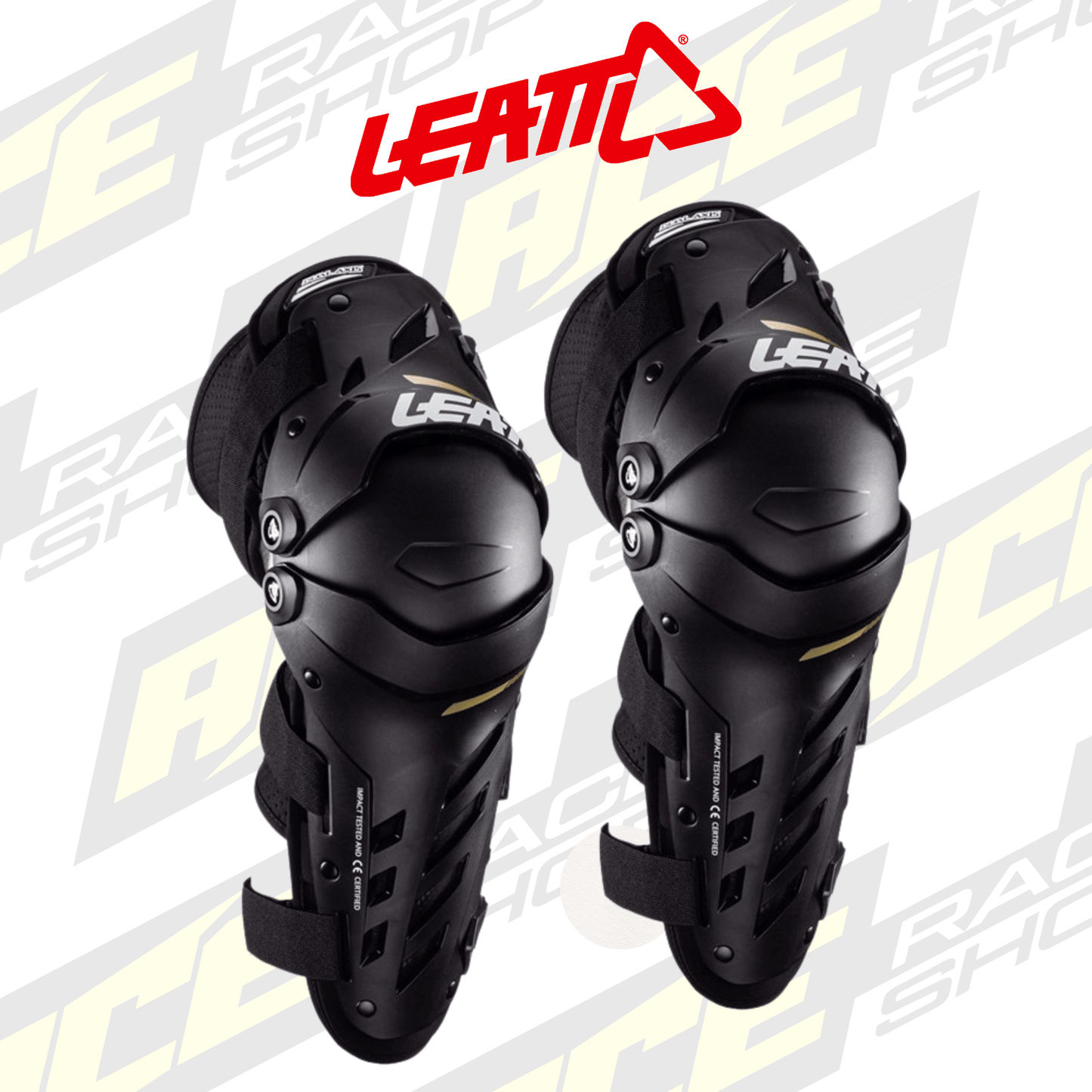 ADULT LEATT MX KNEE GUARD DUAL AXIS BLACK PAIR - ACE Race Shop