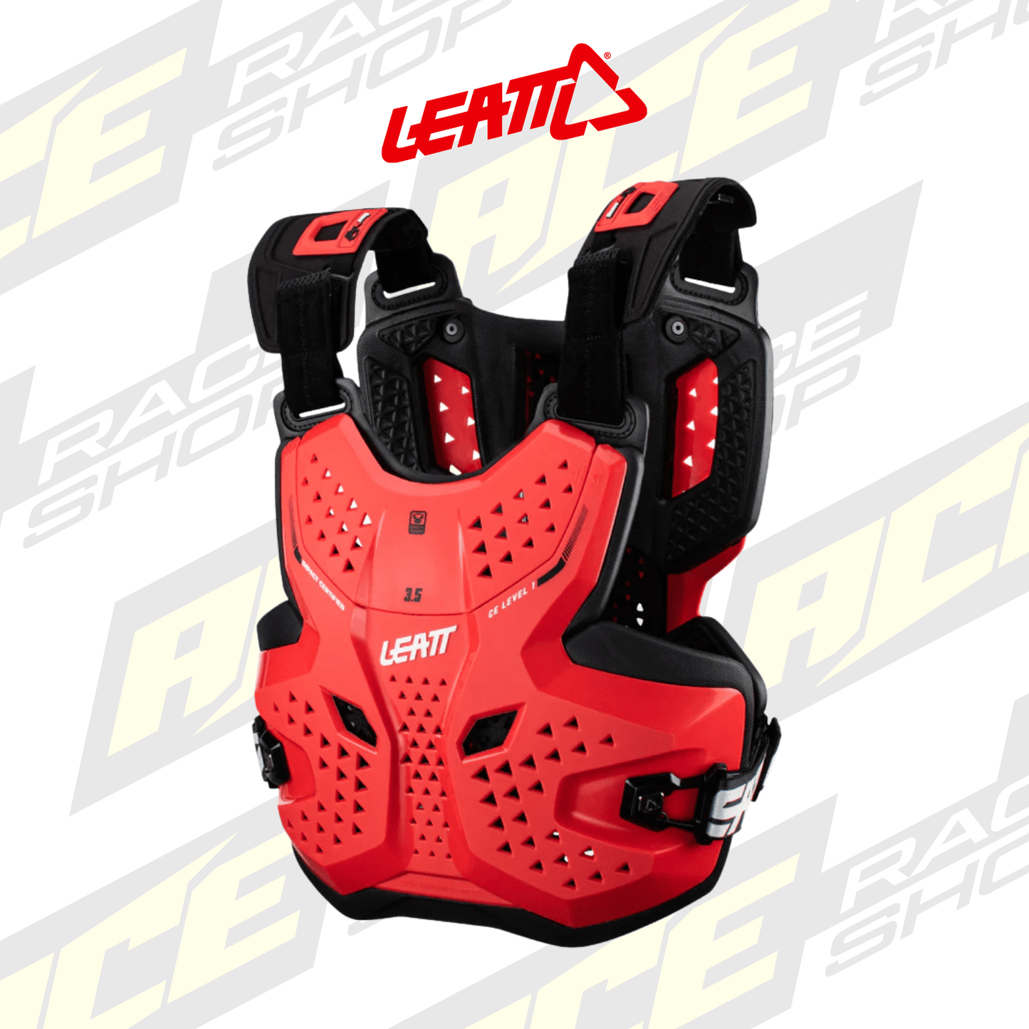 ADULT MX LEATT CHEST PROTECTOR / BODY ARMOUR 3.5 RED - ACE Race Shop