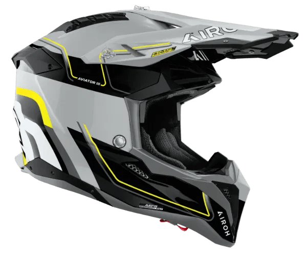 Airoh Aviator 3 Leader Yellow Gloss MX Motocross/Enduro Helmet - ACE Race Shop
