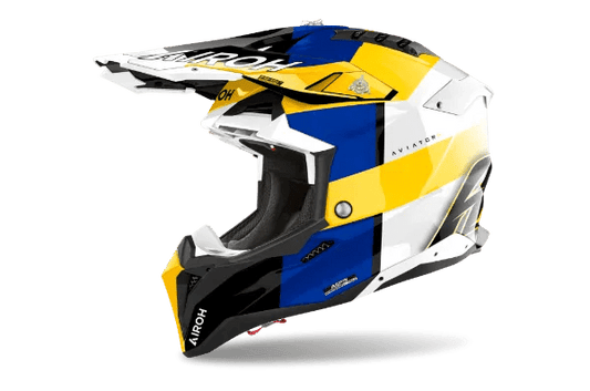 Airoh Aviator 3 Monach Blue/Yellow Gloss MX Helmet - ACE Race Shop