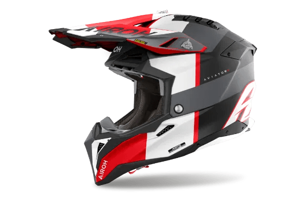Airoh Aviator 3 Monach Grey/Red Matt MX Helmet - ACE Race Shop