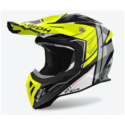 Airoh Aviator Ace 2 Engine Yellow Gloss MX Helmet - ACE Race Shop