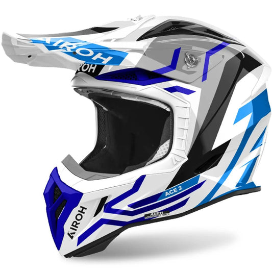 Airoh Aviator Ace 2 Ground Blue Glos MX Helmet - ACE Race Shop