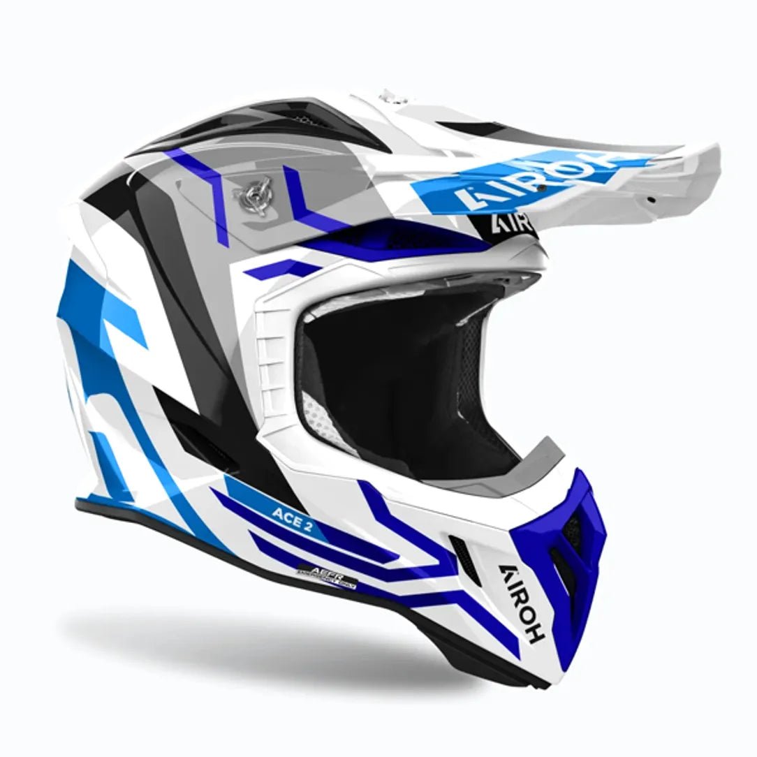 Airoh Aviator Ace 2 Ground Blue Glos MX Helmet - ACE Race Shop