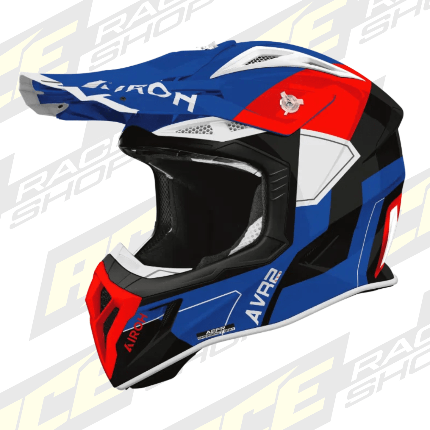 Airoh Aviator Ace 2 Shield Blue/Red Gloss MX Motocross/Enduro Helmet - ACE Race Shop