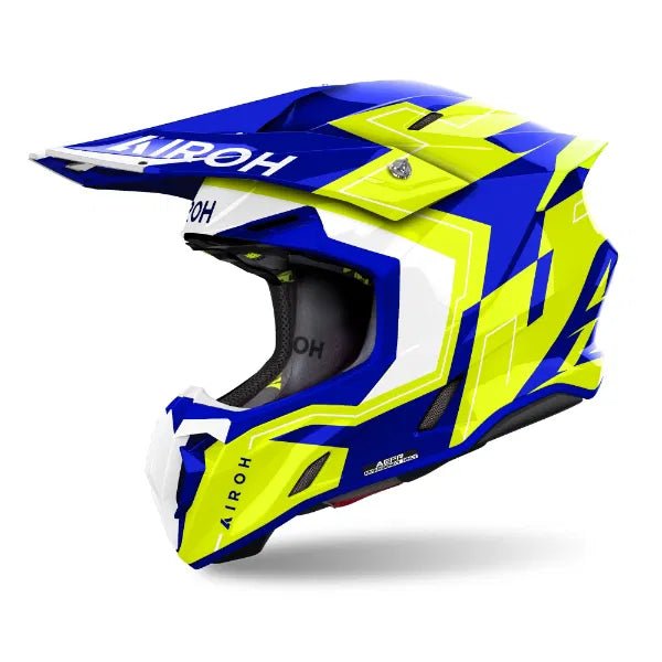 Airoh Twist 3 Dizzy Blue/Yellow Gloss MX Helmet - ACE Race Shop